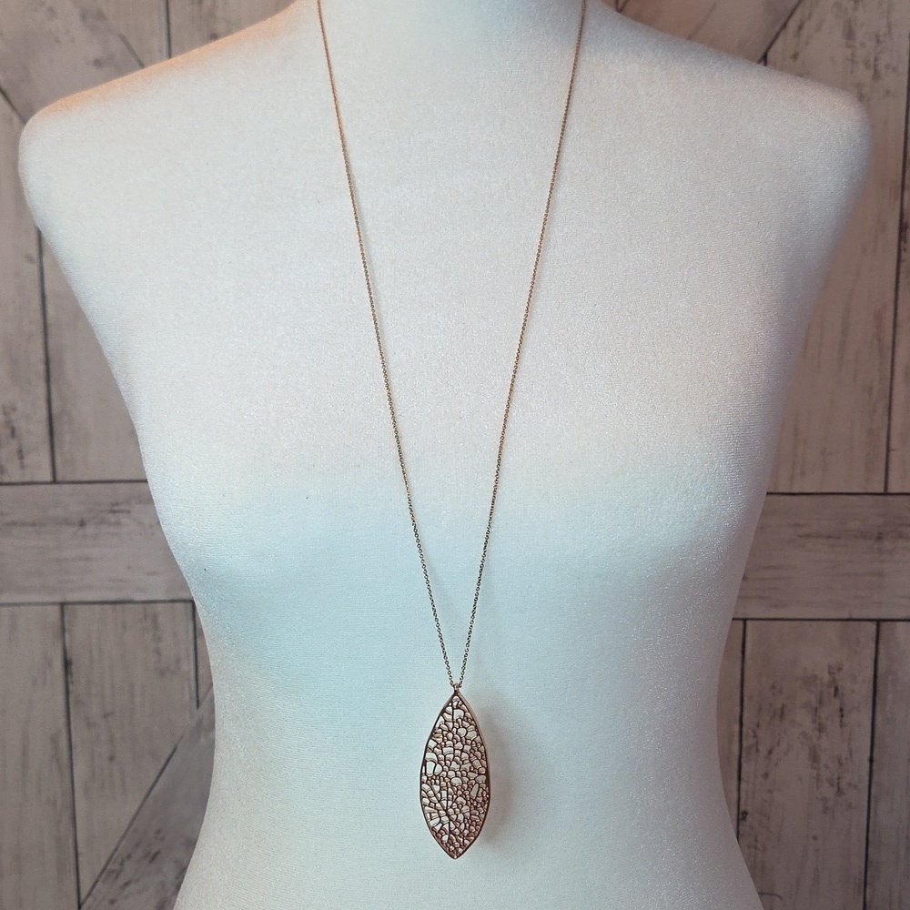 Park Lane Rose Gold Filigree Leaf Necklace
